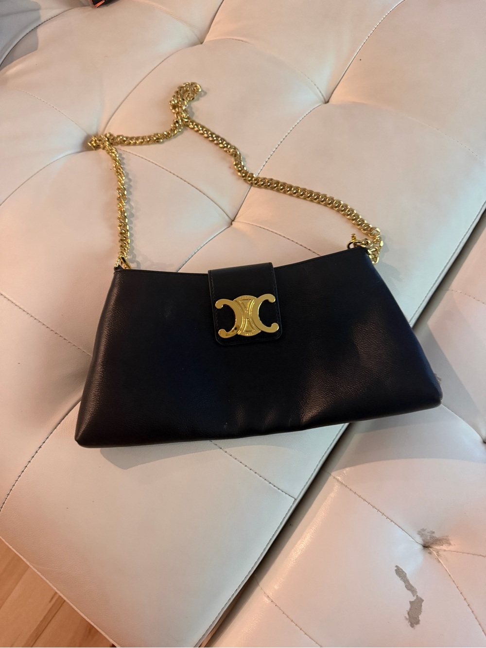 Fashion Bug Black Shoulder Bag with Gold Hardware